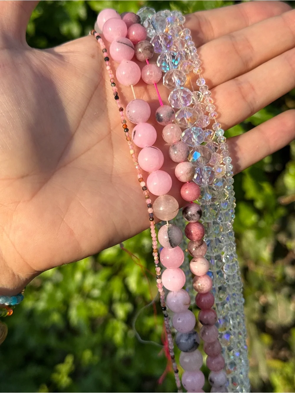 Bulk Lot of Natural Cherry Blossom Jasper, Tourmaline and glass beads